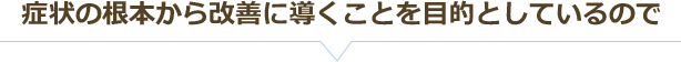 症状の根本から改善に導くことを目的としているので